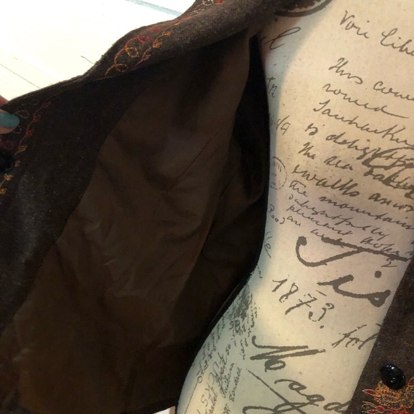 Wool Blend Floral & Paisley Embroidery Jacket M - Picture 4 of 8